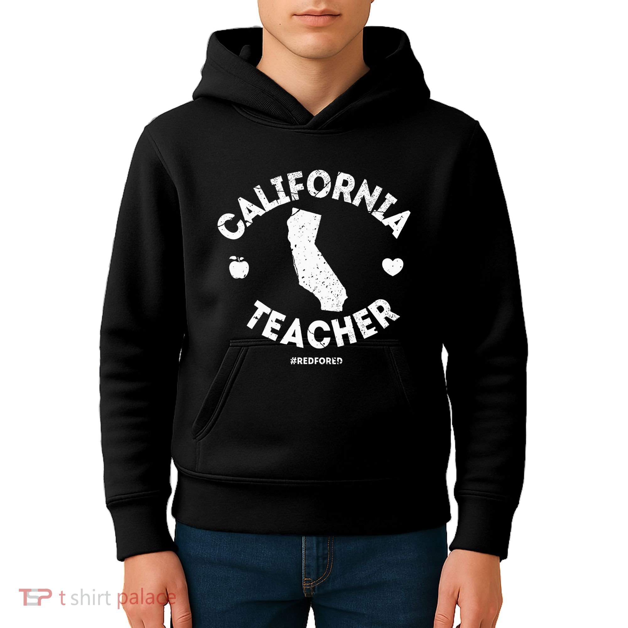 Red For Ed Teacher California Ca Education Gift Kids Hoodie