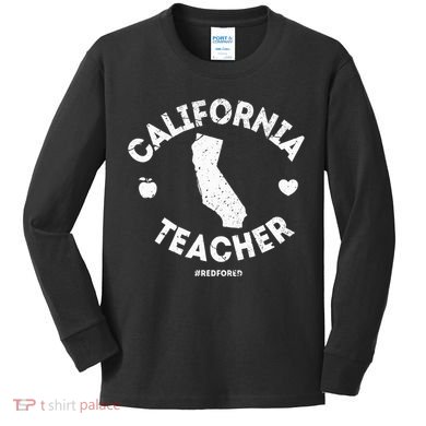 Red For Ed Teacher California Ca Education Gift Kids Long Sleeve Shirt