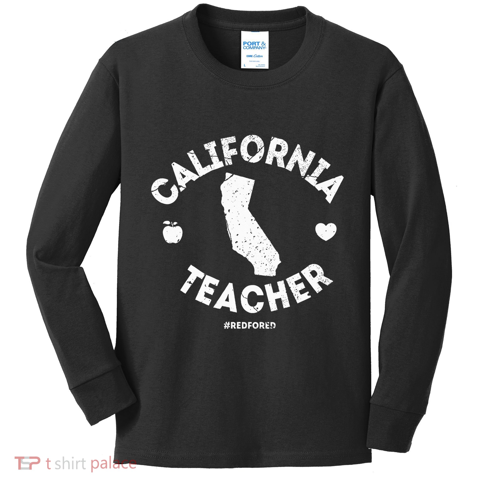 Red For Ed Teacher California Ca Education Gift Kids Long Sleeve Shirt