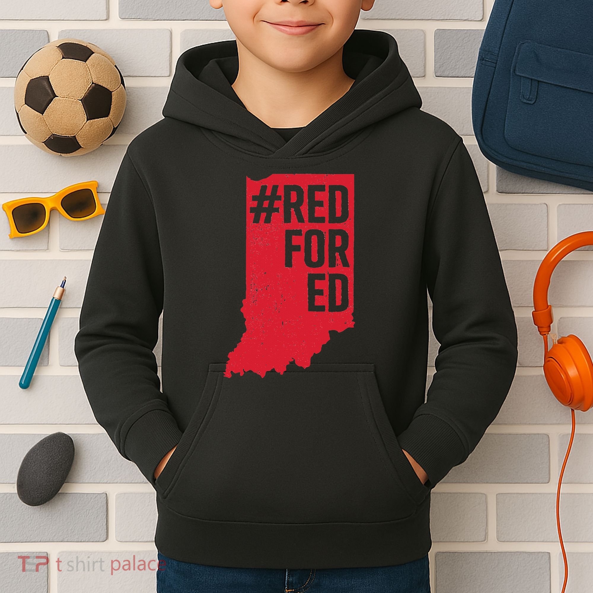 Red For Ed Indiana Long Sleeve Teacher Red4ed Kids Hoodie