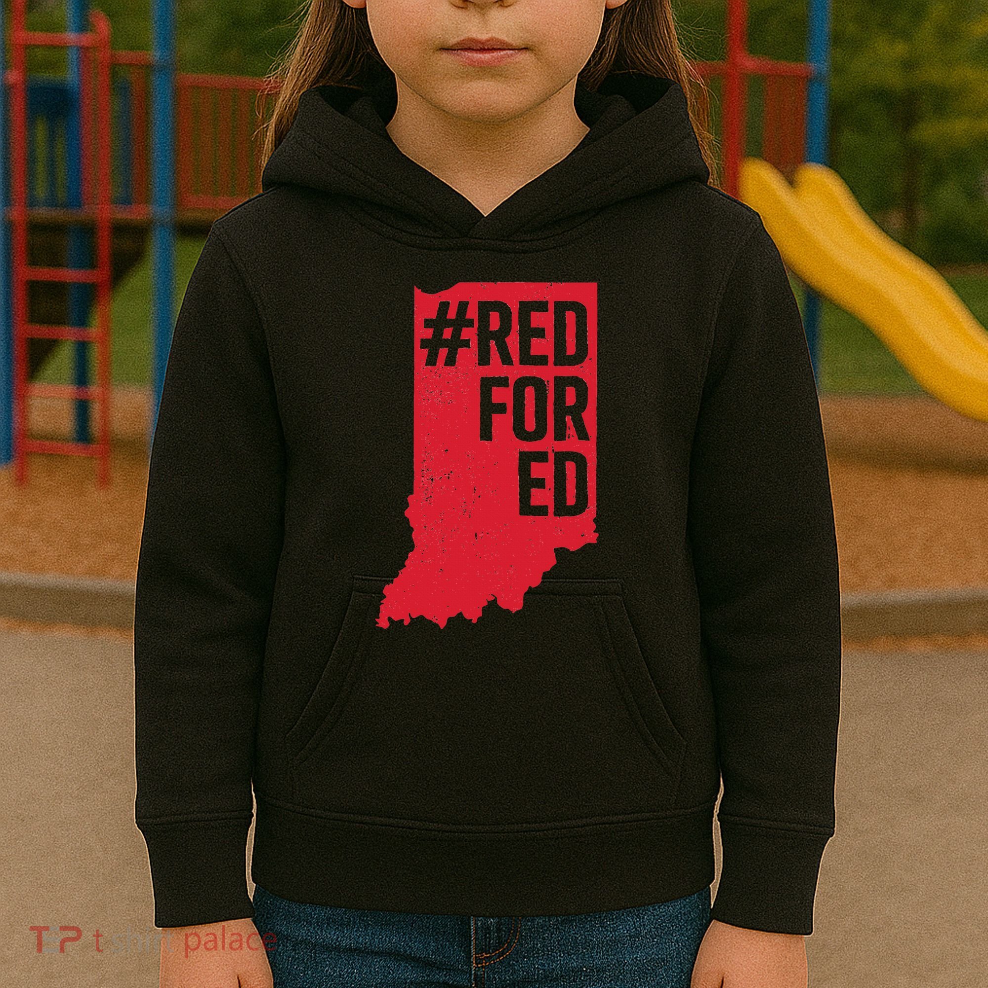Red For Ed Indiana Long Sleeve Teacher Red4ed Kids Hoodie