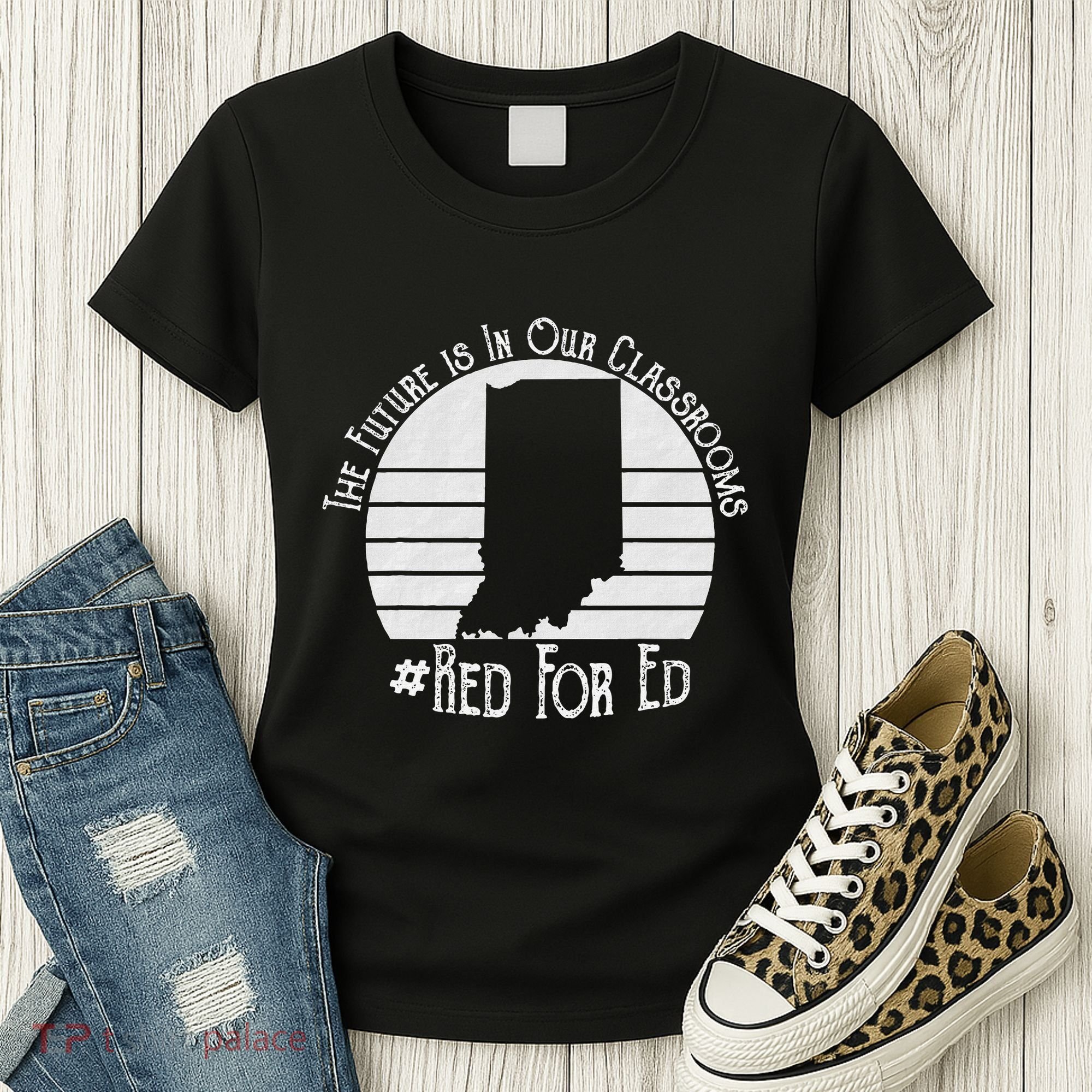 Red For Ed Indiana Teacher The Future Is In Our Classrooms Women's T-Shirt