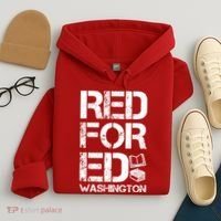 Red For Ed Washington Teacher Hoodie thumb 4