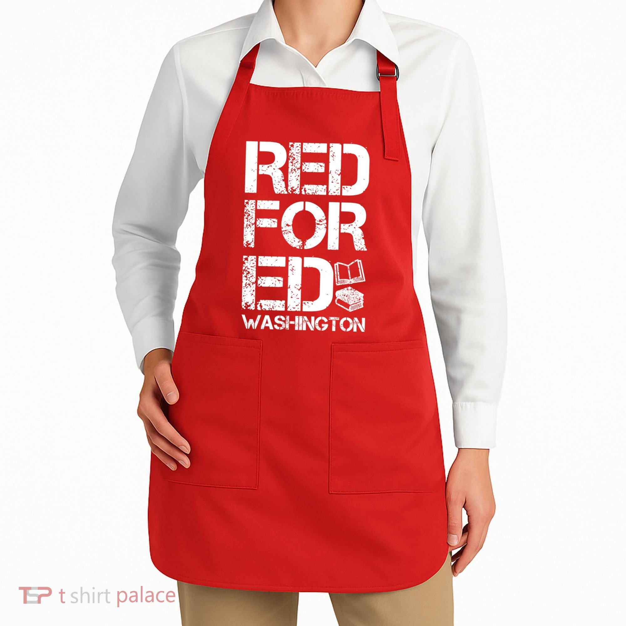 Red For Ed Washington Teacher Apron