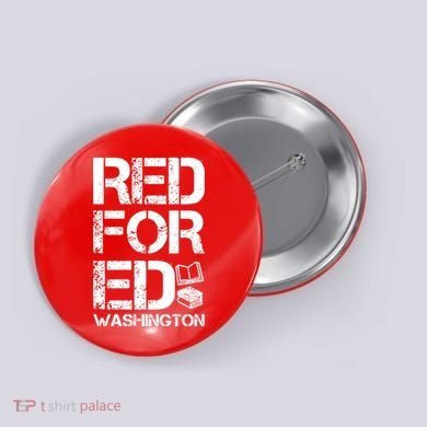 Red For Ed Washington Teacher Button