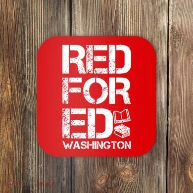 Red For Ed Washington Teacher Coaster