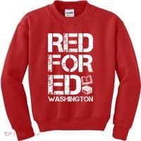 Red For Ed Washington Teacher Kids Sweatshirt thumb 0
