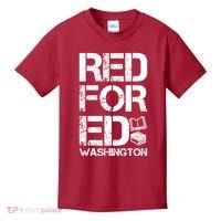 Red For Ed Washington Teacher Kids T-Shirt thumb 0
