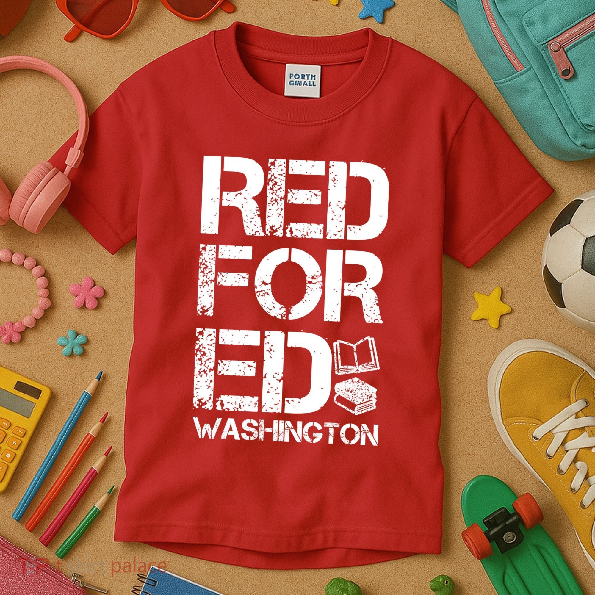 Red For Ed Washington Teacher Kids T-Shirt