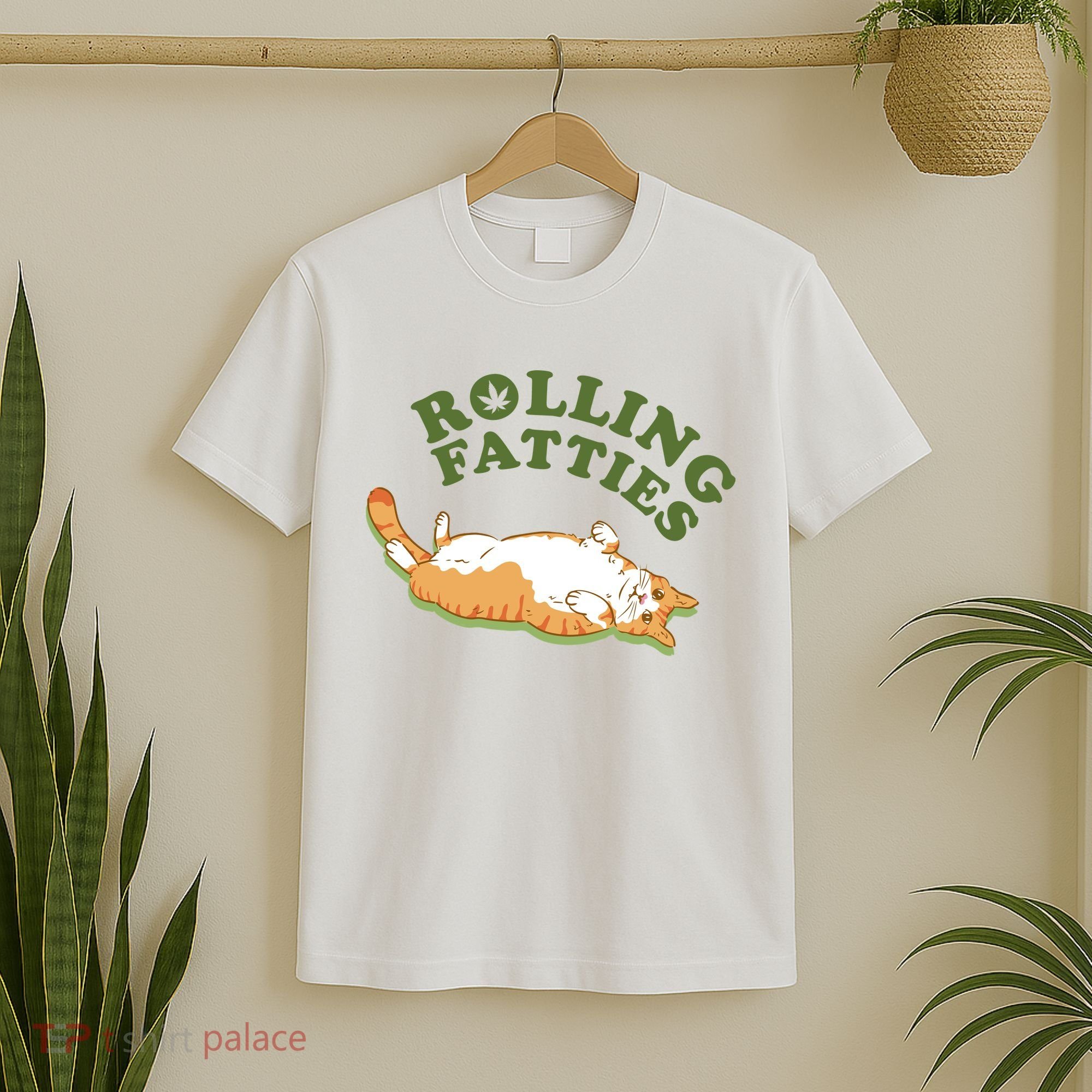 Rolling Fatties Funny Marijuana Cat T-Shirt
