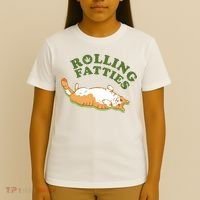 Rolling Fatties Funny Marijuana Cat T-Shirt thumb 4