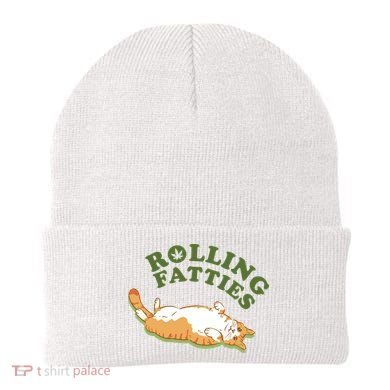 Rolling Fatties Funny Marijuana Cat Beanie