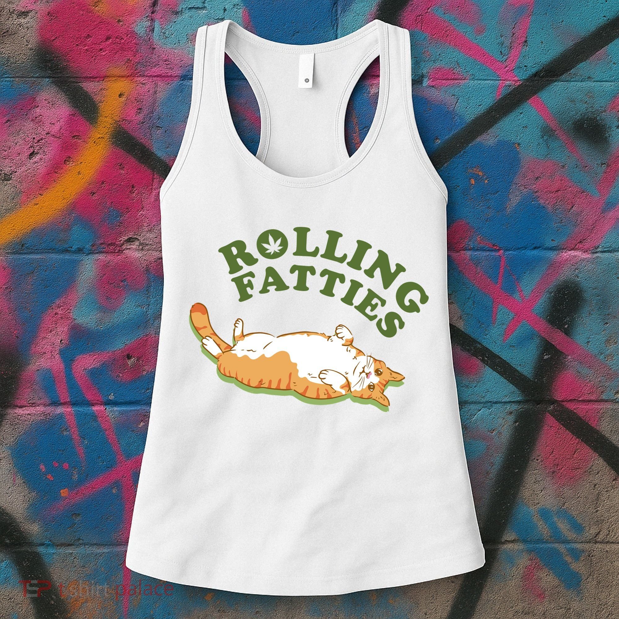 Rolling Fatties Funny Marijuana Cat Women's Tank Top