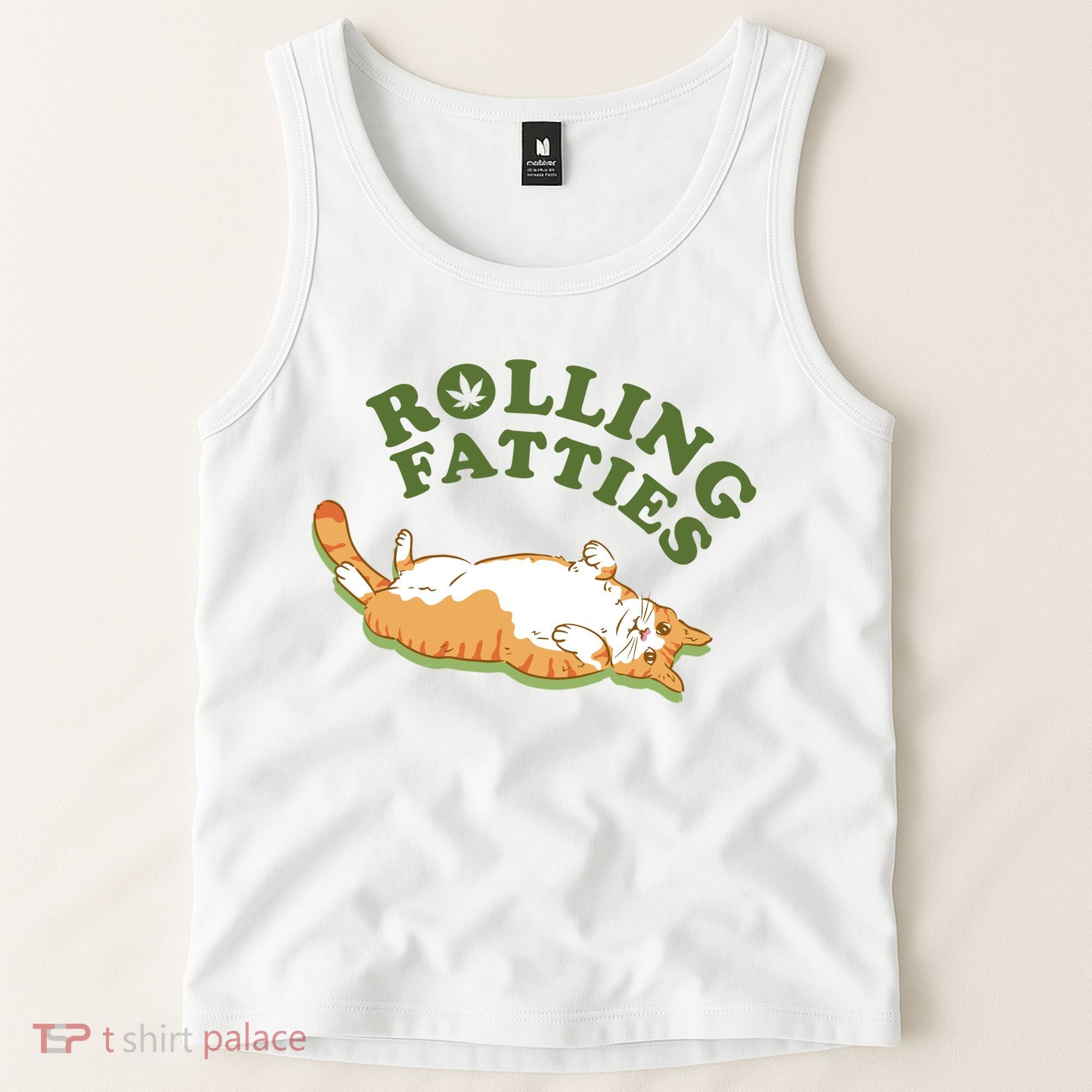 Rolling Fatties Funny Marijuana Cat Tank Top