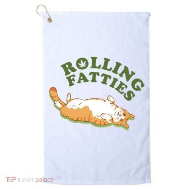 Rolling Fatties Funny Marijuana Cat Golf Towel