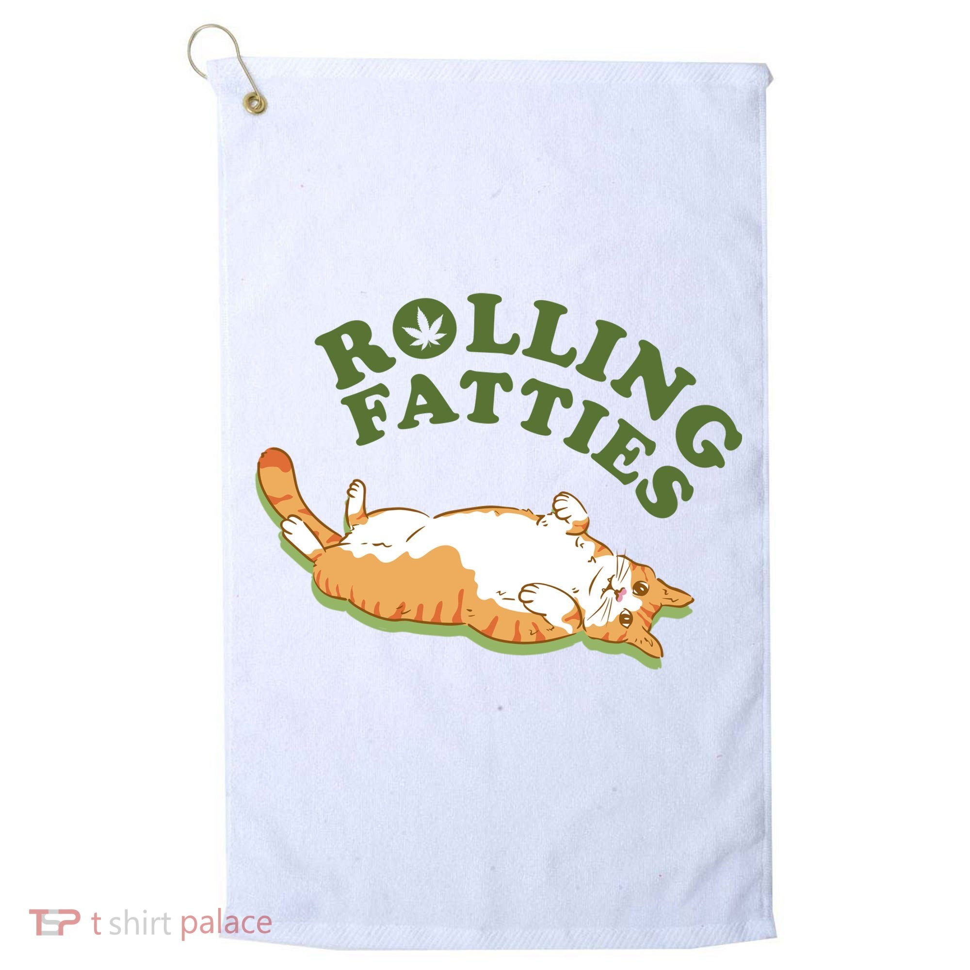 Rolling Fatties Funny Marijuana Cat Golf Towel