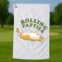 Rolling Fatties Funny Marijuana Cat Golf Towel thumb 1