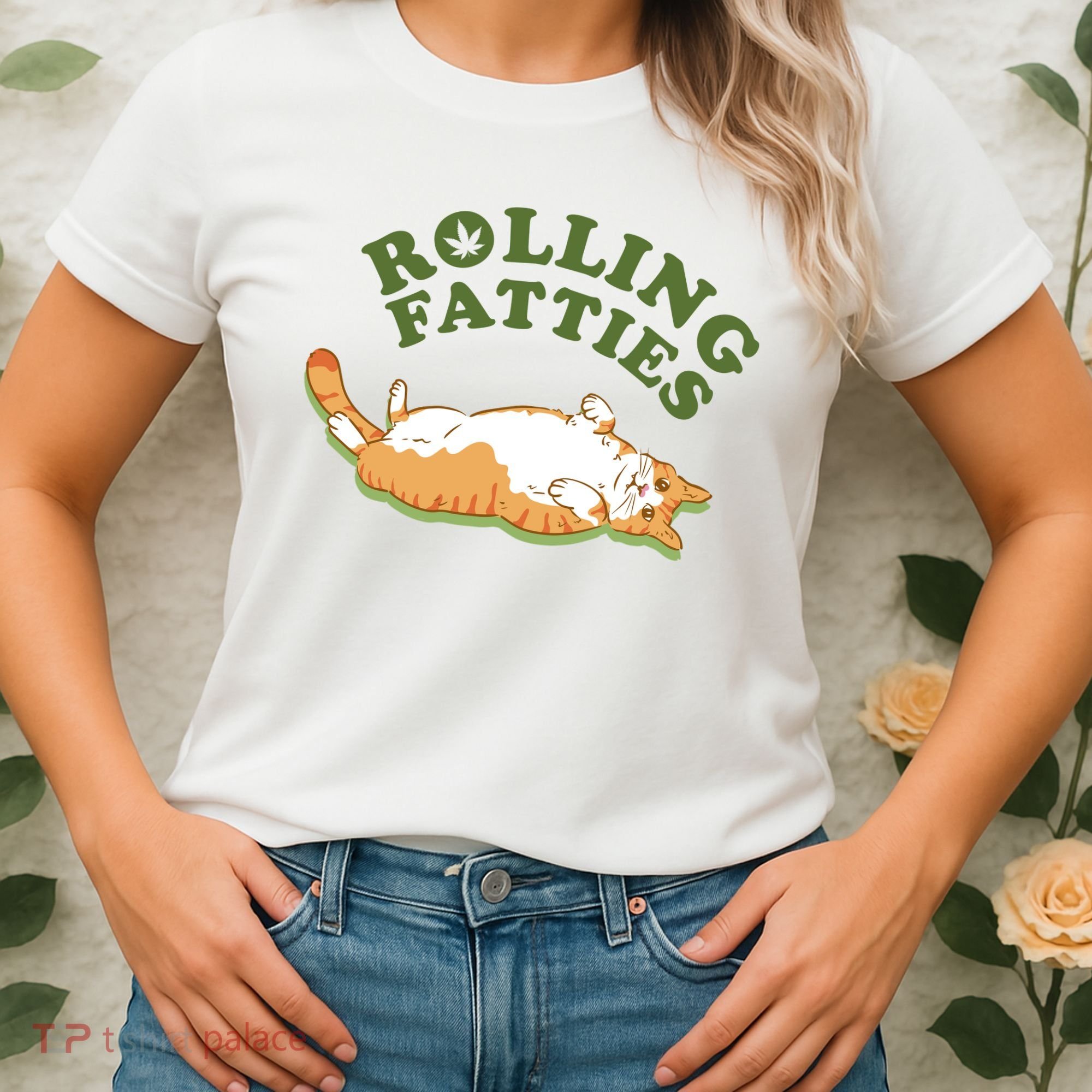 Rolling Fatties Funny Marijuana Cat Women's T-Shirt