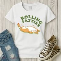 Rolling Fatties Funny Marijuana Cat Women's T-Shirt thumb 3