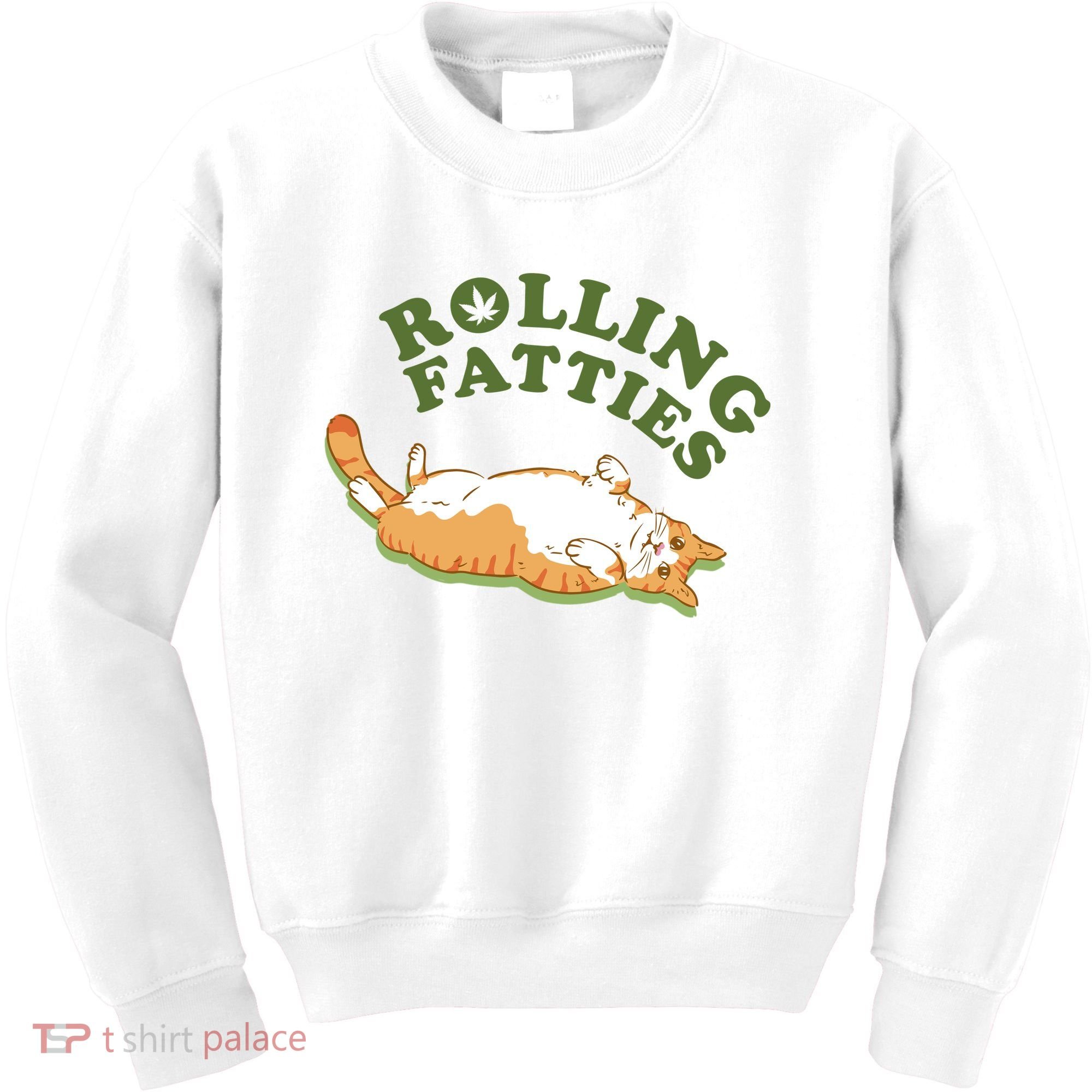Rolling Fatties Funny Marijuana Cat Kids Sweatshirt