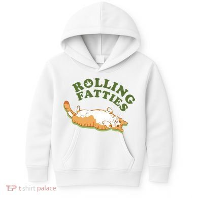 Rolling Fatties Funny Marijuana Cat Kids Hoodie