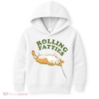 Rolling Fatties Funny Marijuana Cat Kids Hoodie thumb 0