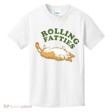 Rolling Fatties Funny Marijuana Cat Kids T-Shirt