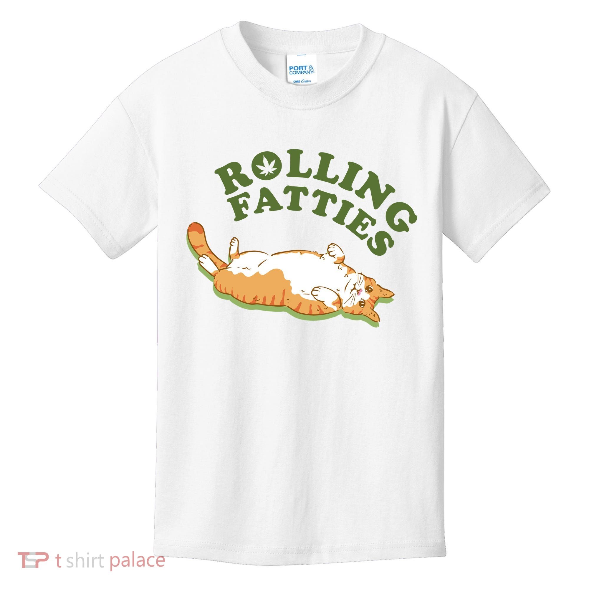 Rolling Fatties Funny Marijuana Cat Kids T-Shirt