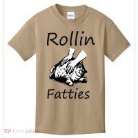 Rollin Fatties Funny Cat Meme Kids T-Shirt thumb 0
