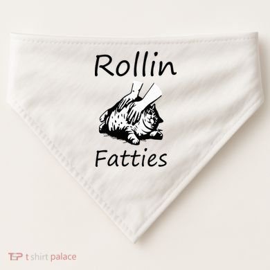 Rollin Fatties Funny Cat Meme USA-Made Doggie Bandana