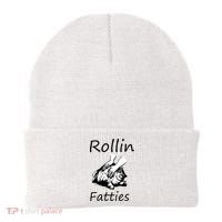 Rollin Fatties Funny Cat Meme Beanie thumb 0