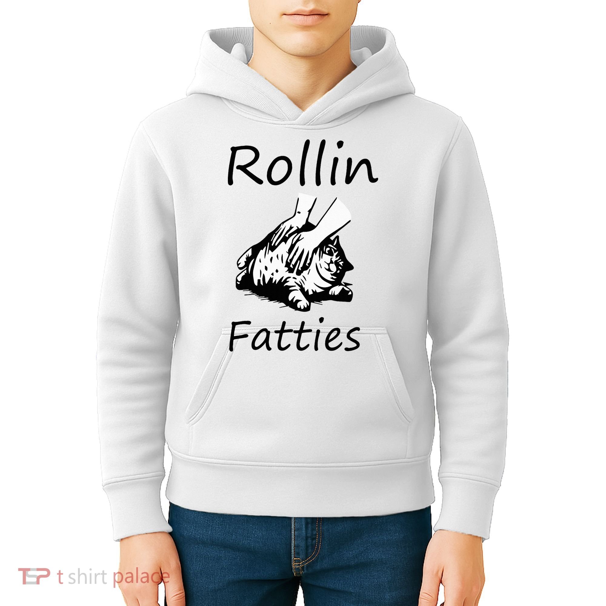 Rollin Fatties Funny Cat Meme Kids Hoodie