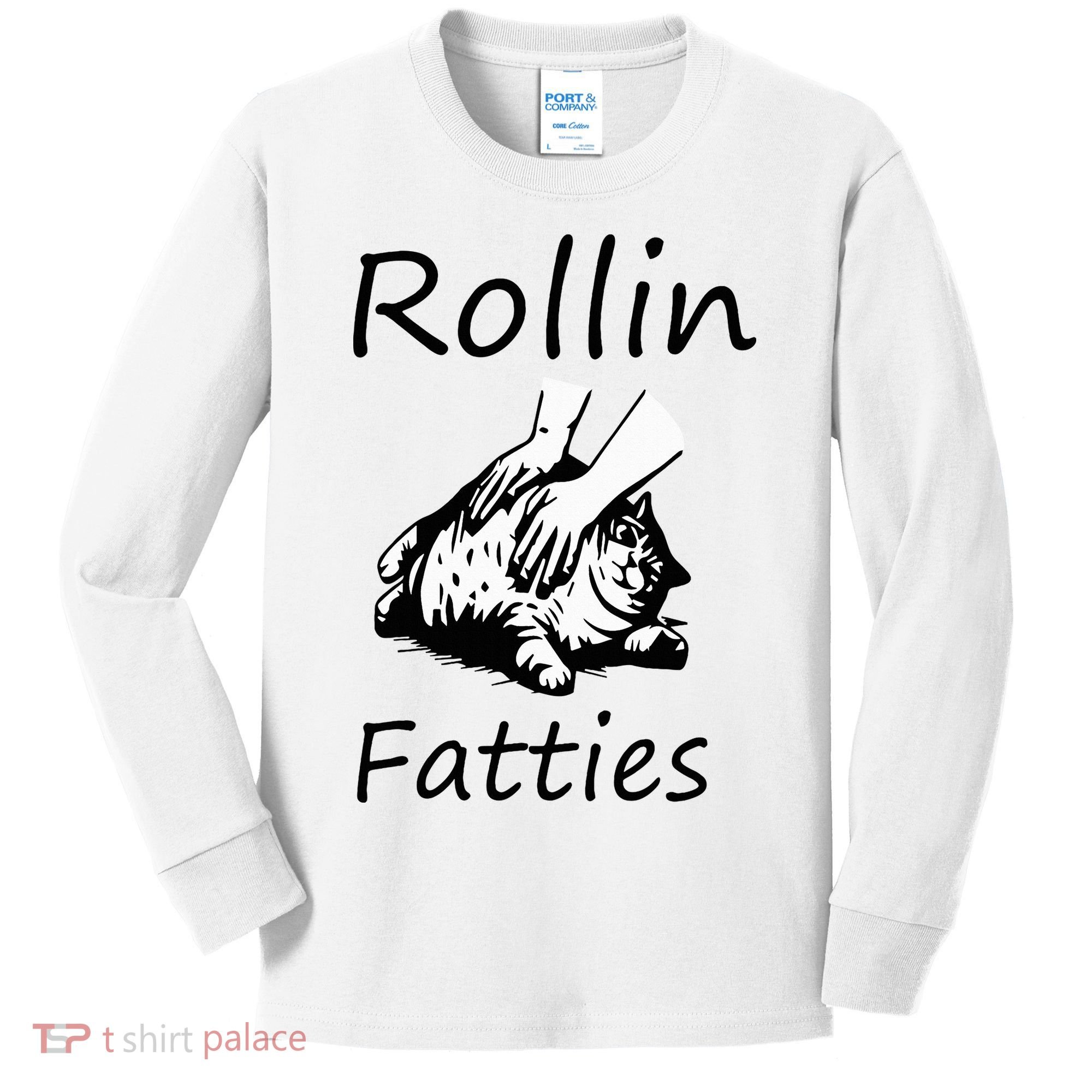 Rollin Fatties Funny Cat Meme Kids Long Sleeve Shirt