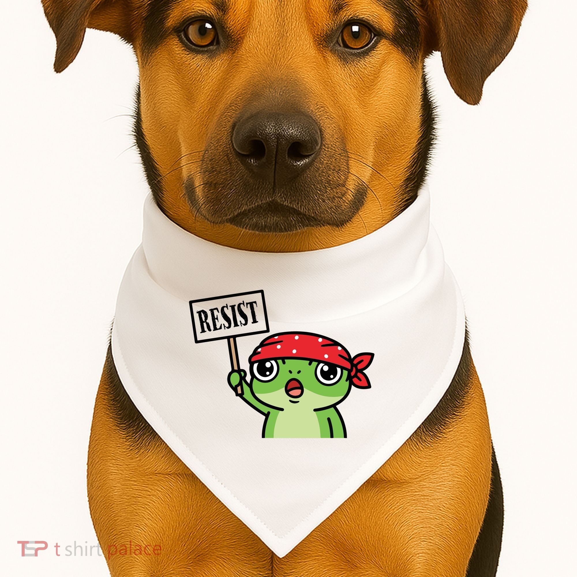 Resist Frog Funny Protester Portland USA-Made Doggie Bandana