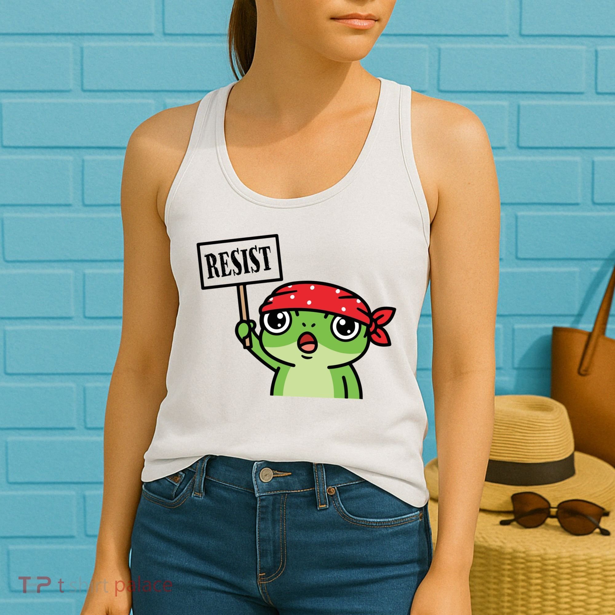 Resist Frog Funny Protester Portland Women's Tank Top