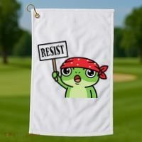Resist Frog Funny Protester Portland Golf Towel thumb 1