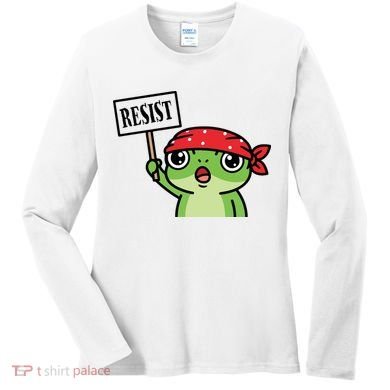 Resist Frog Funny Protester Portland Women's Long Sleeve Shirt
