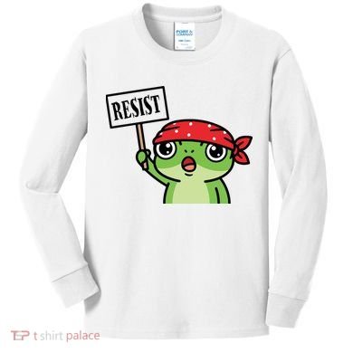 Resist Frog Funny Protester Portland Kids Long Sleeve Shirt