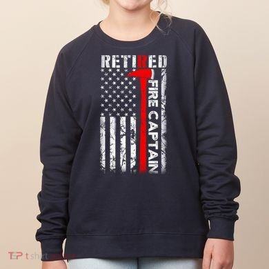 Retired Firefighter Fire Captain Retirement UAS flag Gifts Women's Sweatshirt