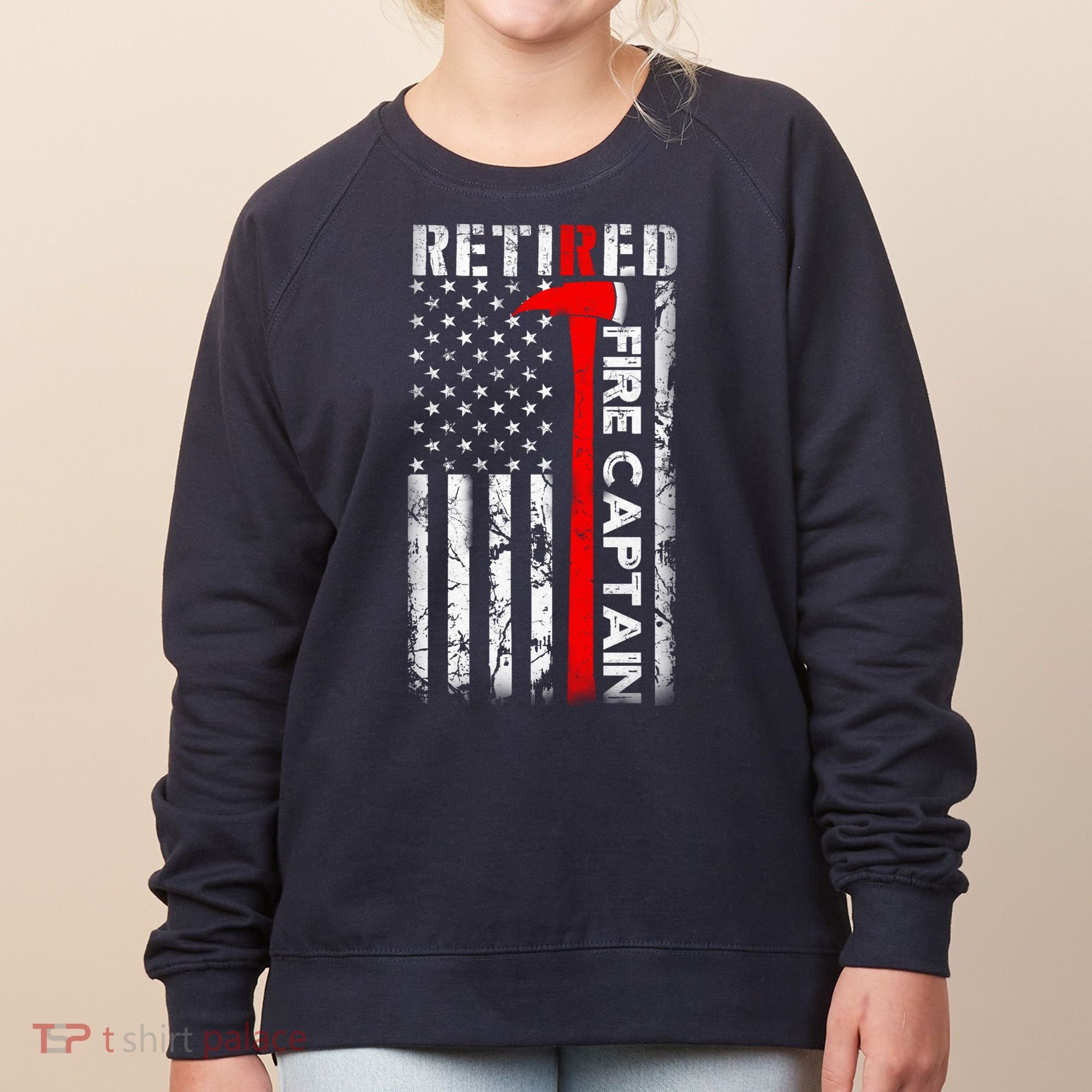 Retired Firefighter Fire Captain Retirement UAS flag Gifts Women's Sweatshirt