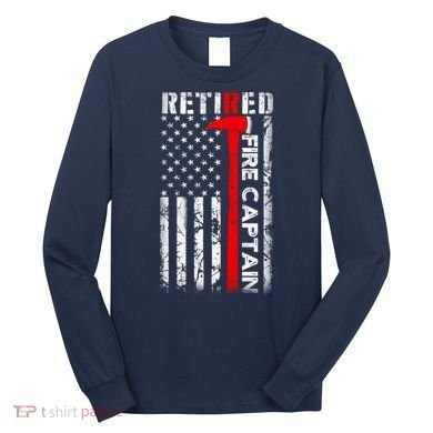 Retired Firefighter Fire Captain Retirement UAS flag Gifts Long Sleeve Shirt