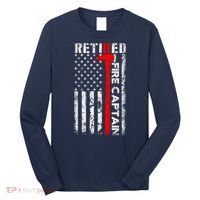 Retired Firefighter Fire Captain Retirement UAS flag Gifts Long Sleeve Shirt thumb 0