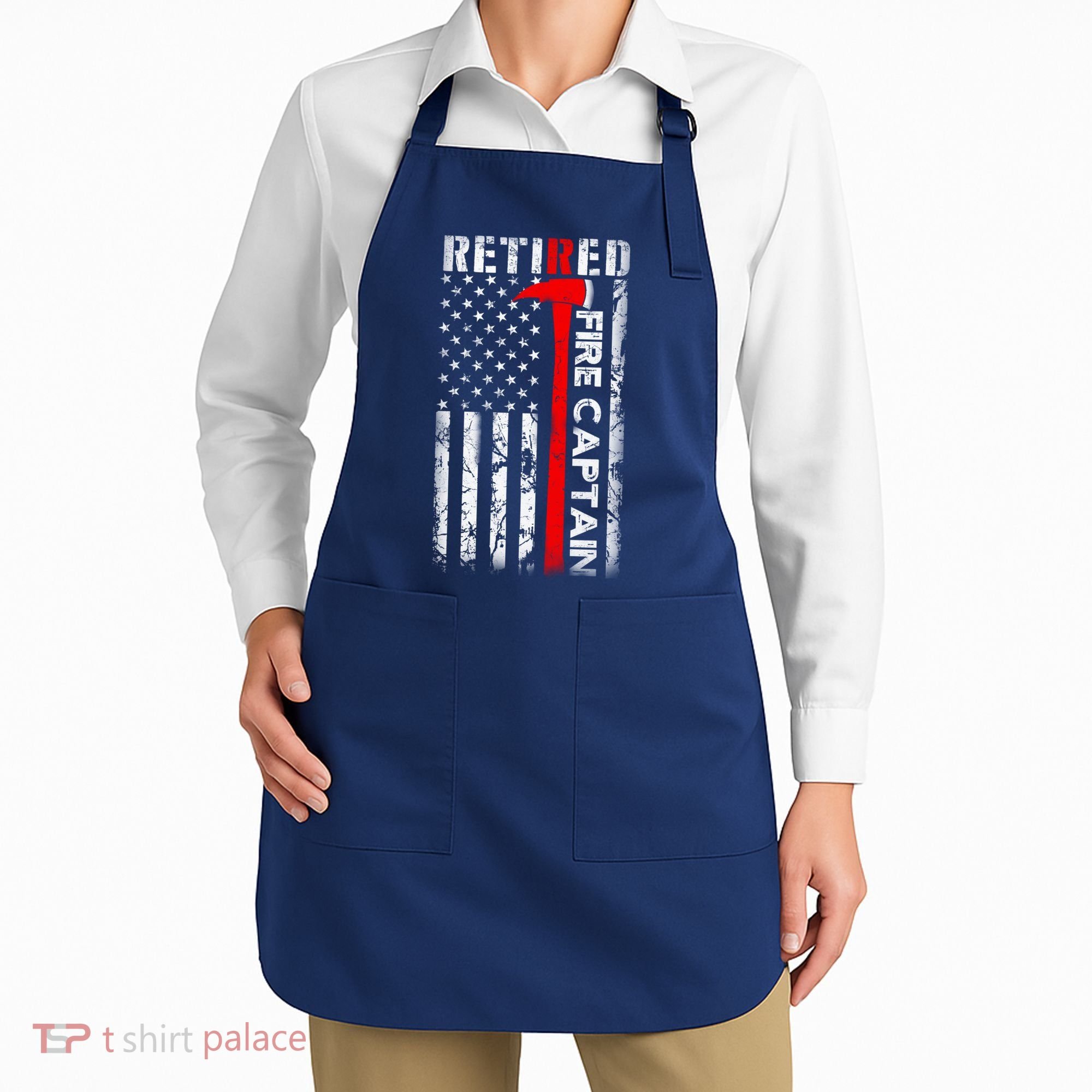 Retired Firefighter Fire Captain Retirement UAS flag Gifts Apron