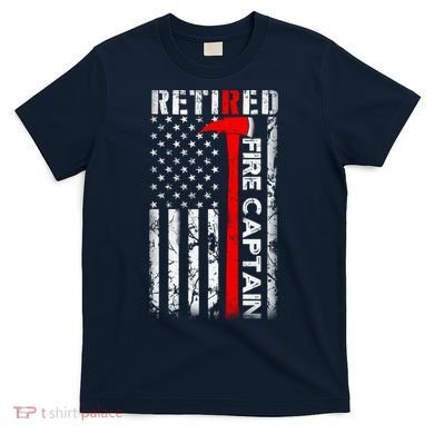 Retired Firefighter Fire Captain Retirement UAS flag Gifts T-Shirt