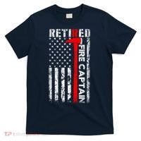 Retired Firefighter Fire Captain Retirement UAS flag Gifts T-Shirt thumb 0