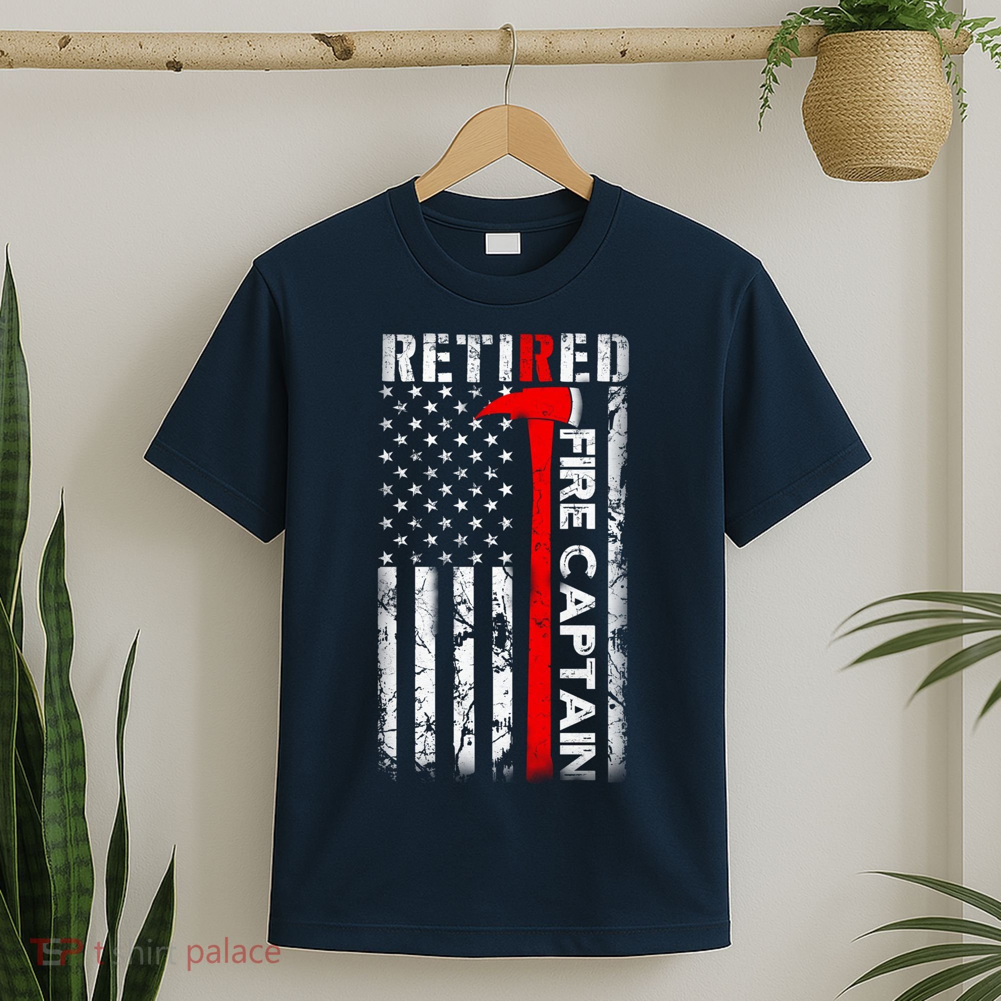 Retired Firefighter Fire Captain Retirement UAS flag Gifts T-Shirt