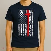 Retired Firefighter Fire Captain Retirement UAS flag Gifts T-Shirt thumb 3