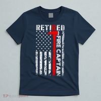 Retired Firefighter Fire Captain Retirement UAS flag Gifts T-Shirt thumb 5