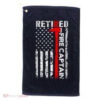 Retired Firefighter Fire Captain Retirement UAS flag Gifts Golf Towel thumb 0