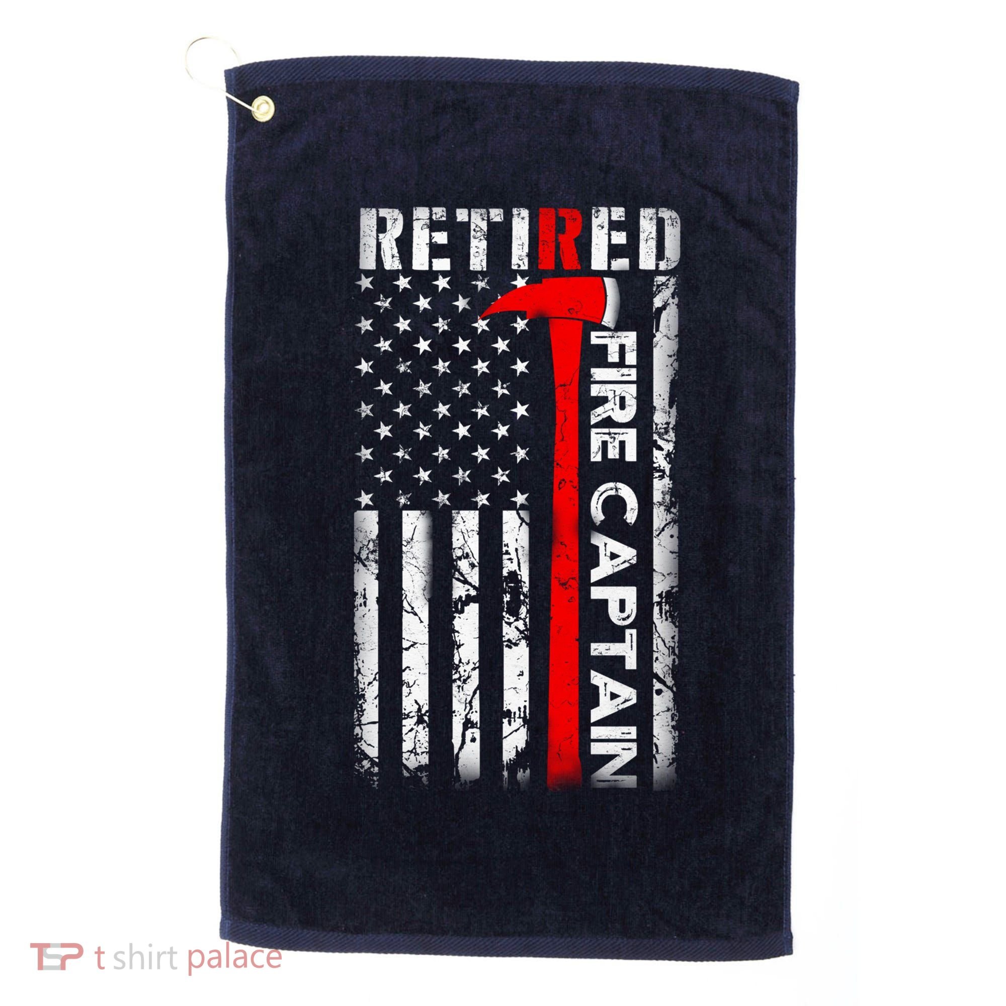 Retired Firefighter Fire Captain Retirement UAS flag Gifts Golf Towel
